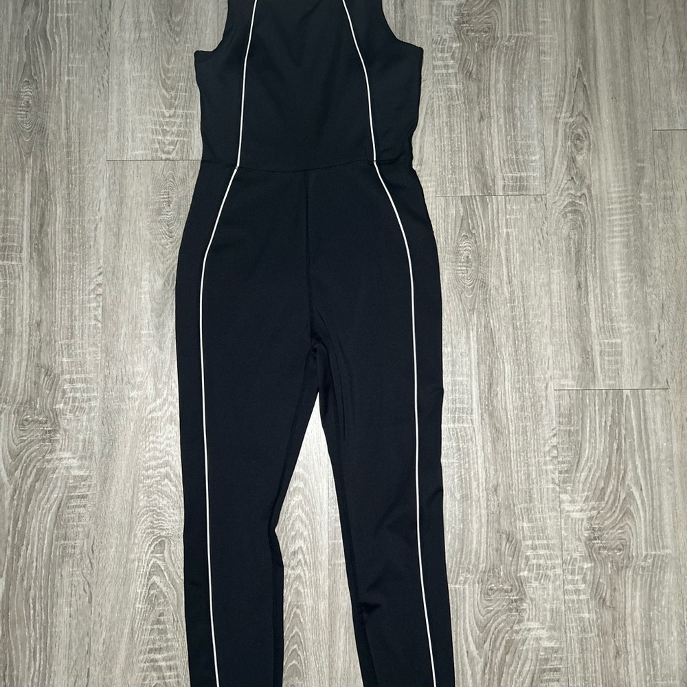 Elegant Black Jumpsuit with White Accents